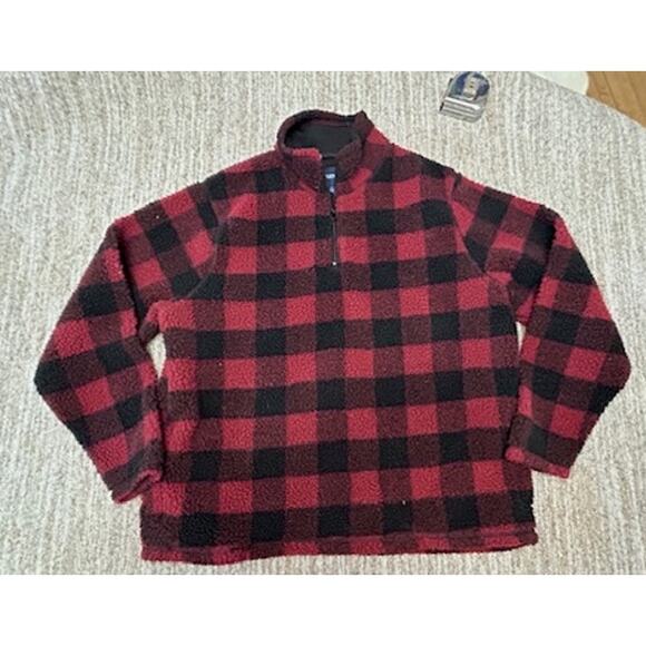 Wrangler Buffalo Print Sherpa ¼ Zip Lined Sherpa Mens Fleece Size L - Picture 1 of 7